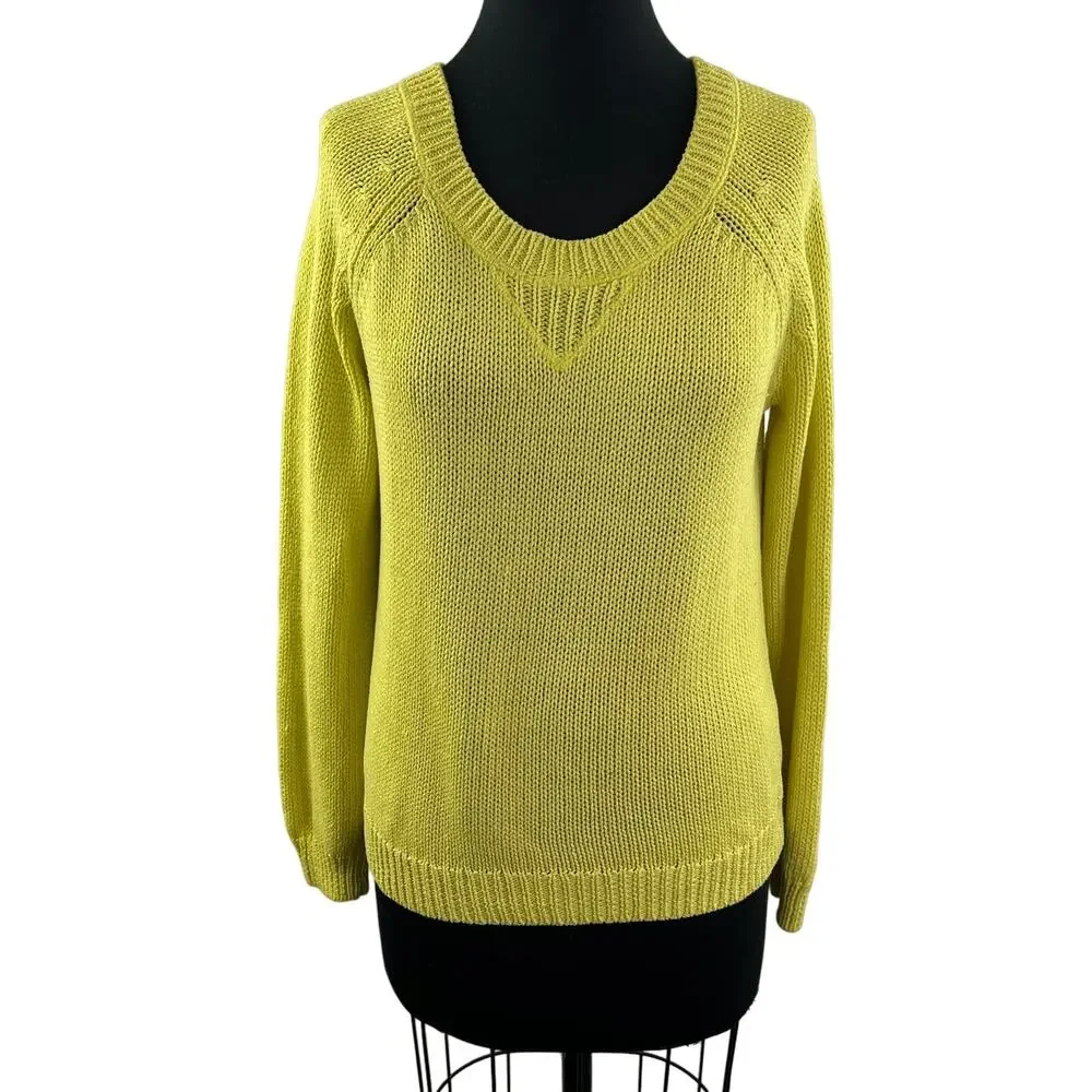 BANANA REPUBLIC MILLY COLLECTION Lemon Lime Cotton Drop Shoulder Sweater Size S